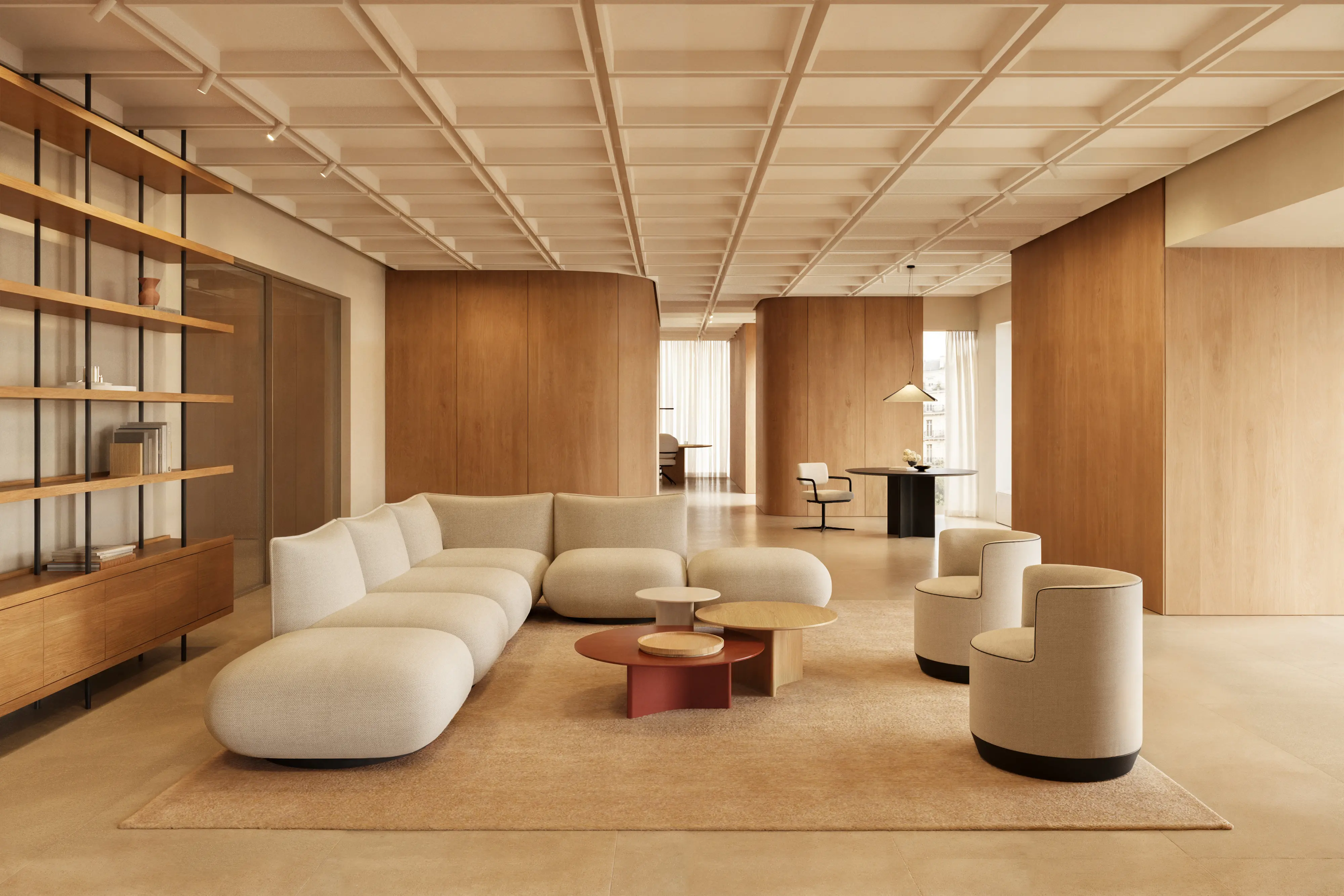 Beam floor to ceiling shelving