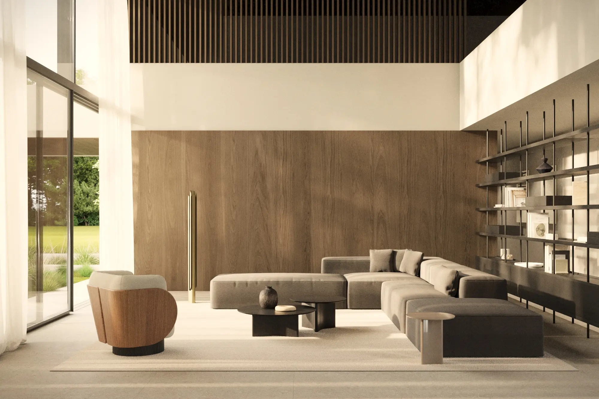 Beam floor to ceiling shelving
