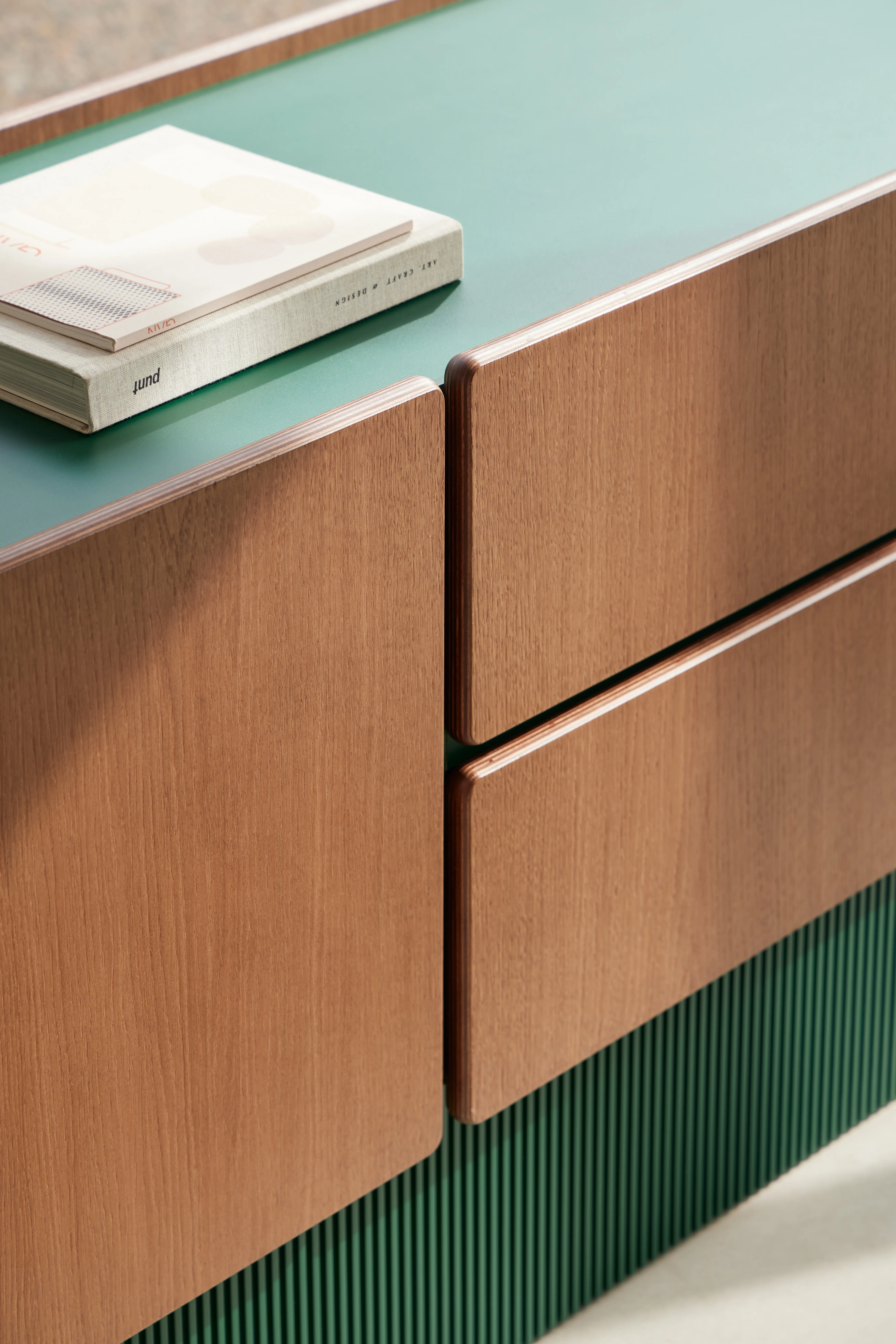 Stockholm sideboard in walnut and anodized aluminium