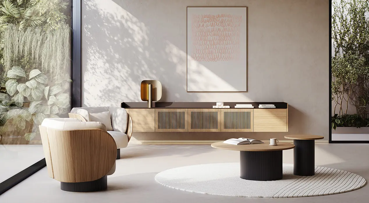 Stockholm Technic sideboard in a bright living room