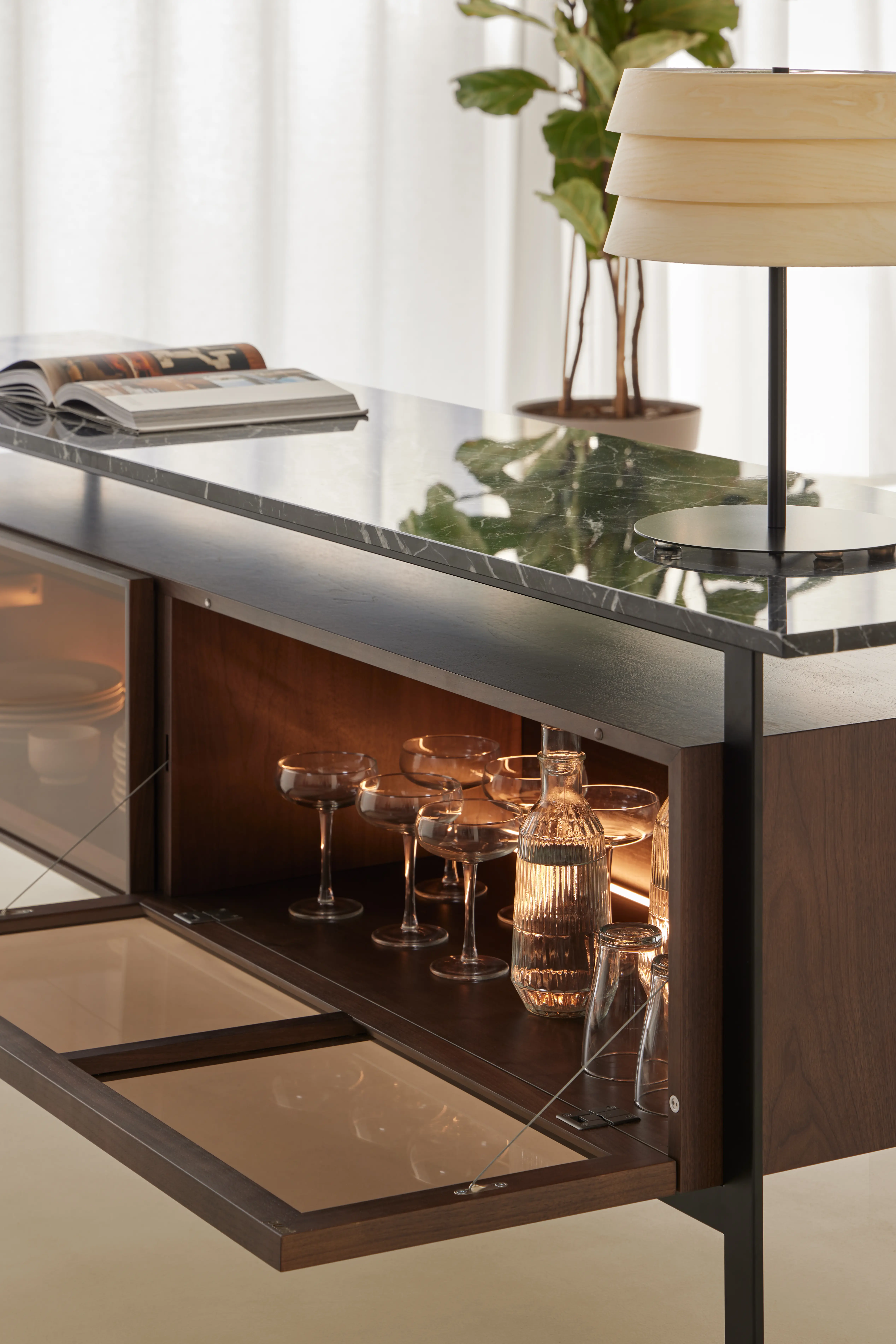 Chicago glass sideboard detail