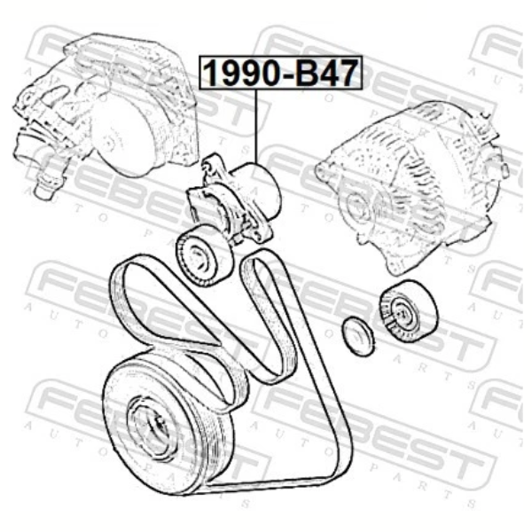 FEBEST 1990-B47 Belt Tensioner  BMW 1, 2, 3, 4, 5, 7 Series, X3, X4, X5 with B47 2.0L Diesel Engines  11287619248