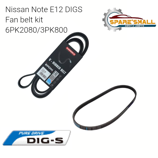 Nissan Note E12 DIG-S Alternator belt & Supercharger Belt Kit  6PK2080 3PK800