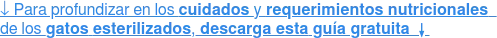 ? Para profundizar en los cuidados y requerimientos nutricionales de los gatos esterilizados, descarga esta guía gratuita ?