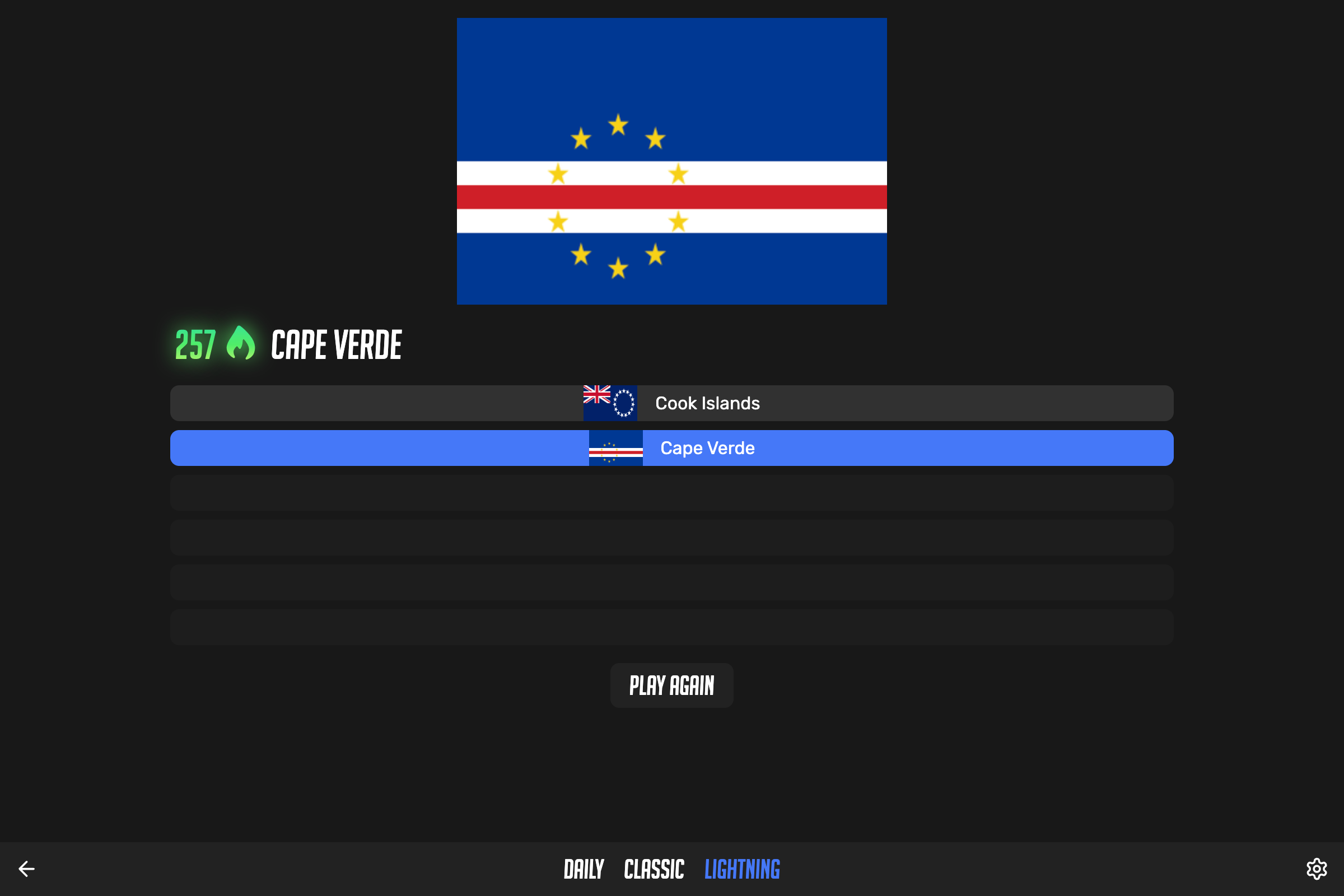 Flaggle lightning mode