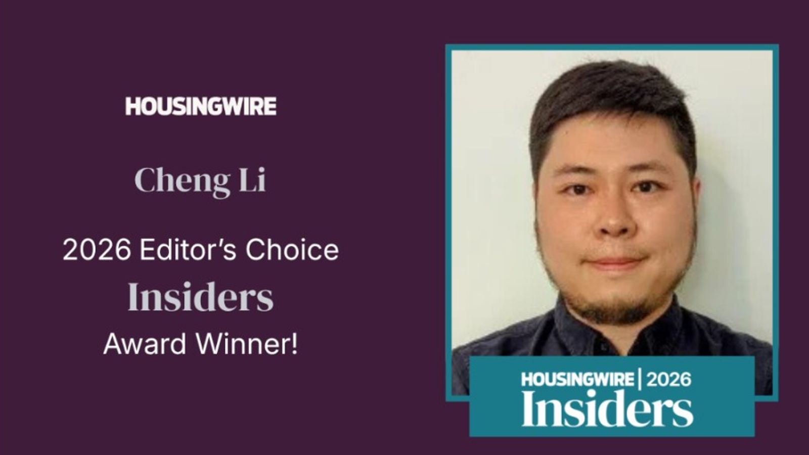 HousingWire Names Tidalwave Co-Founder Cheng Li to its 2026 Insider Award