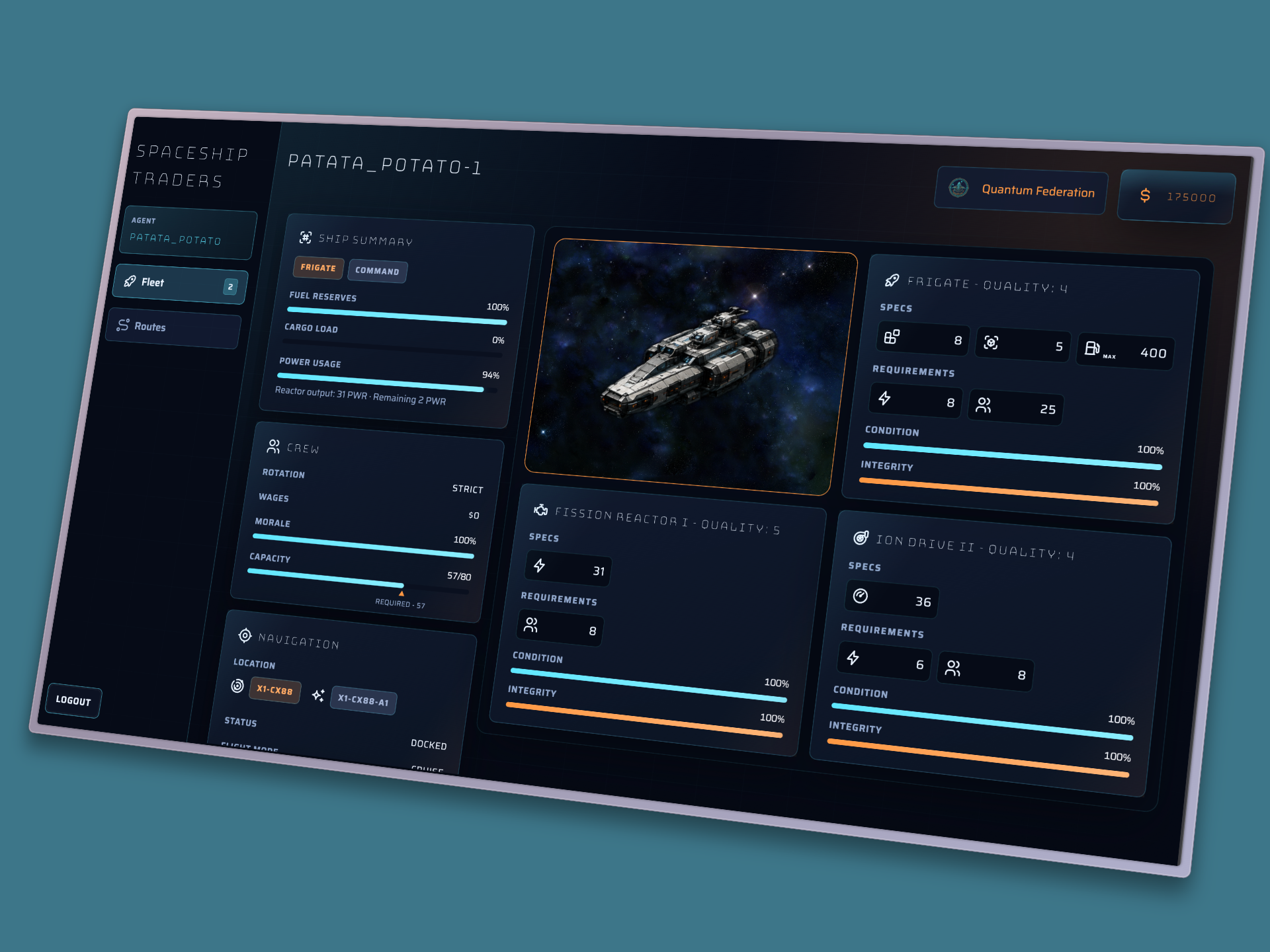 Screenshot of the project Space Traders SPA by Ot Roca, also known as otrocadev
