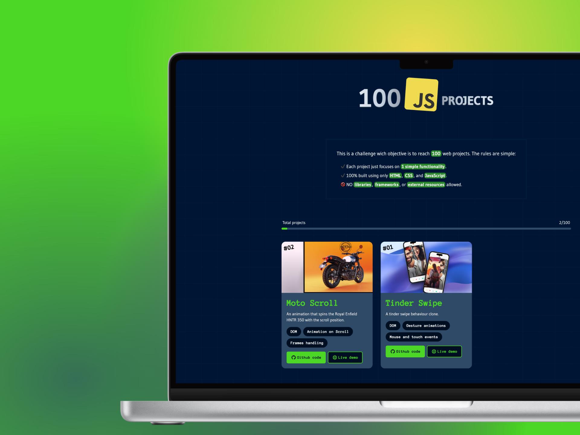 Screenshot of the project 100 JavaScript projets by Ot Roca, also known as otrocadev