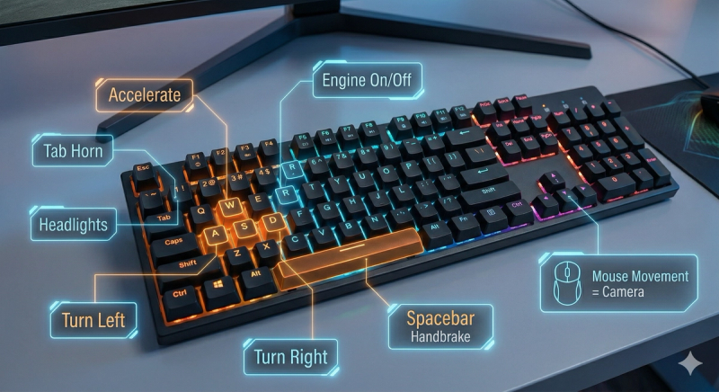 A direct top-down view of the mechanical gaming keyboard from the hero image.