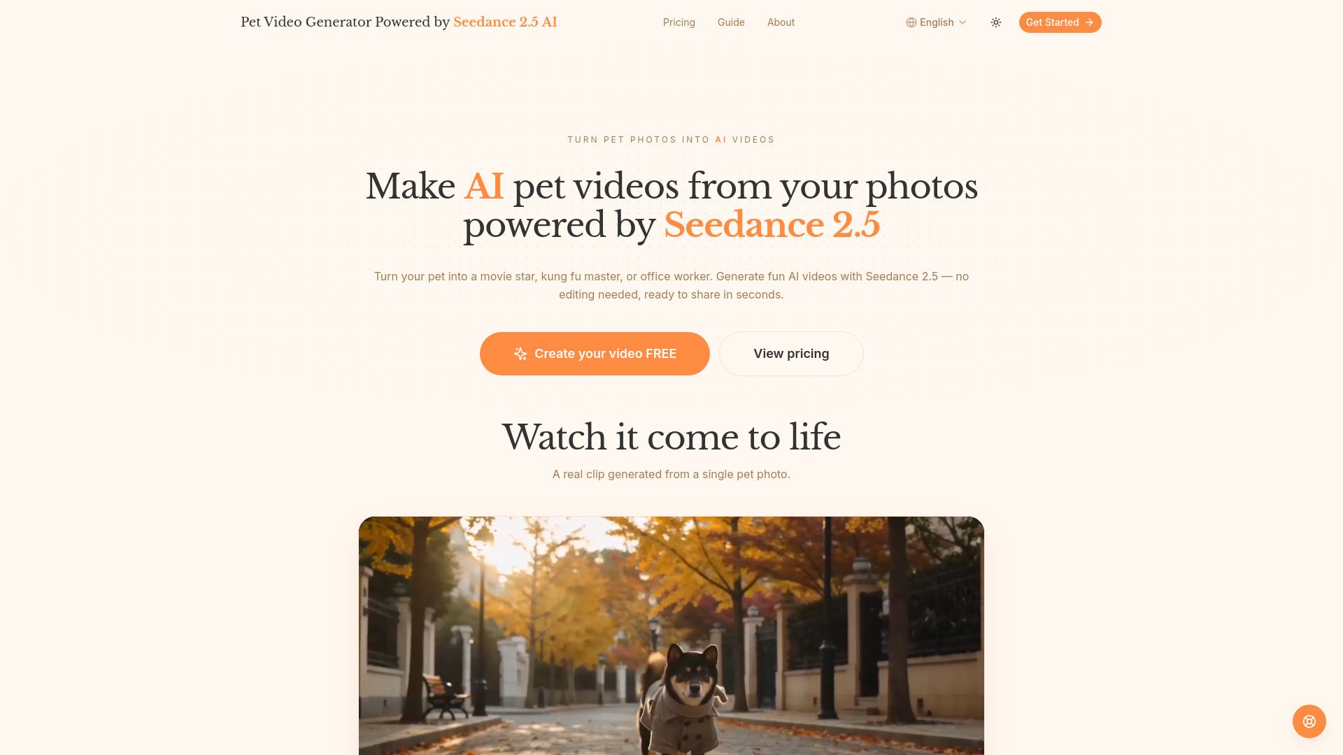 AI Pet Video Generator Powered by Seedance