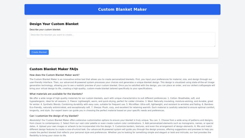 Custom Blanket Maker