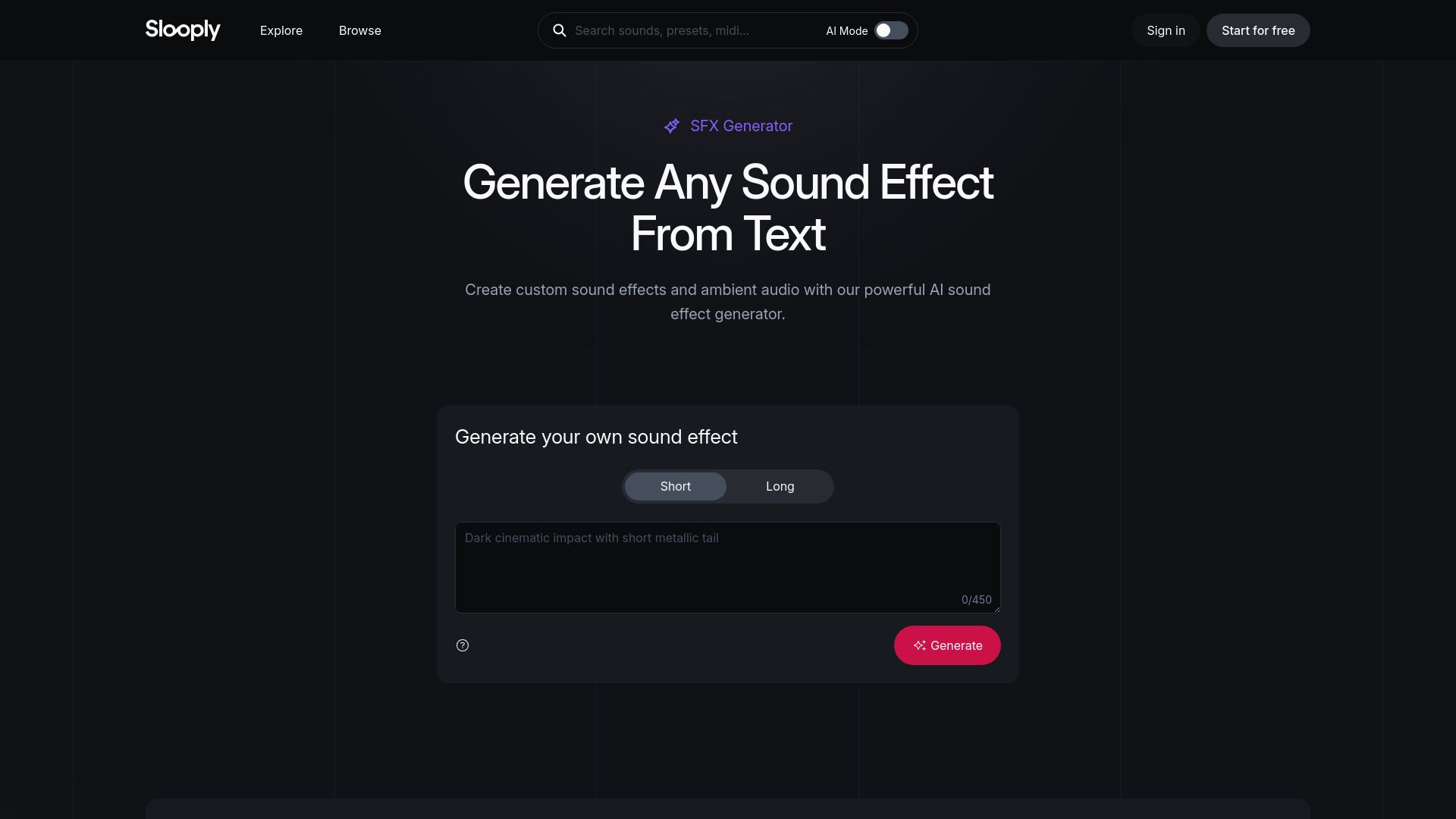 SFX Generator - Generate Any Sound Effect From Text