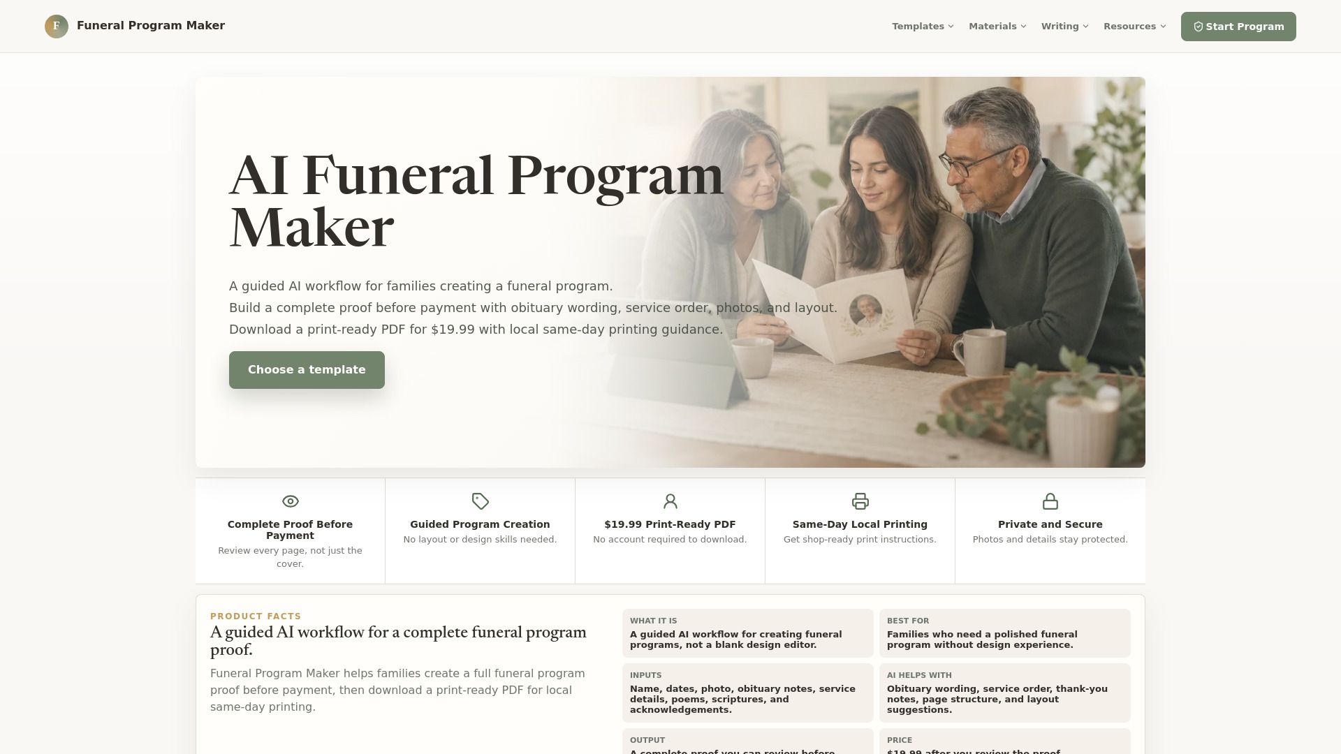 AI Funeral Program Maker