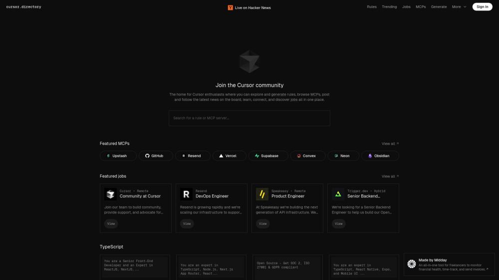 Cursor Directory - Cursor Rules & MCP Servers