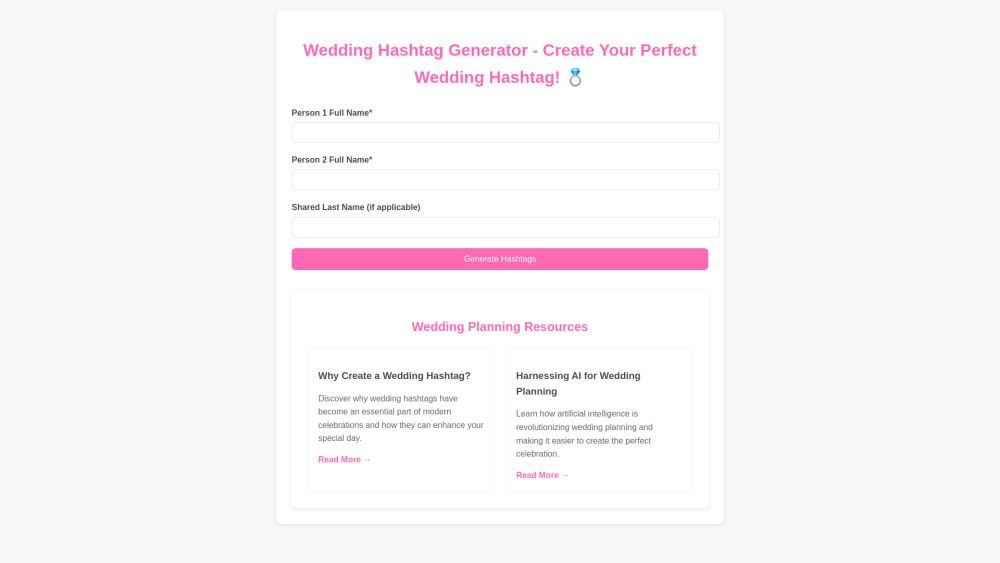Wedding Hashtag AI