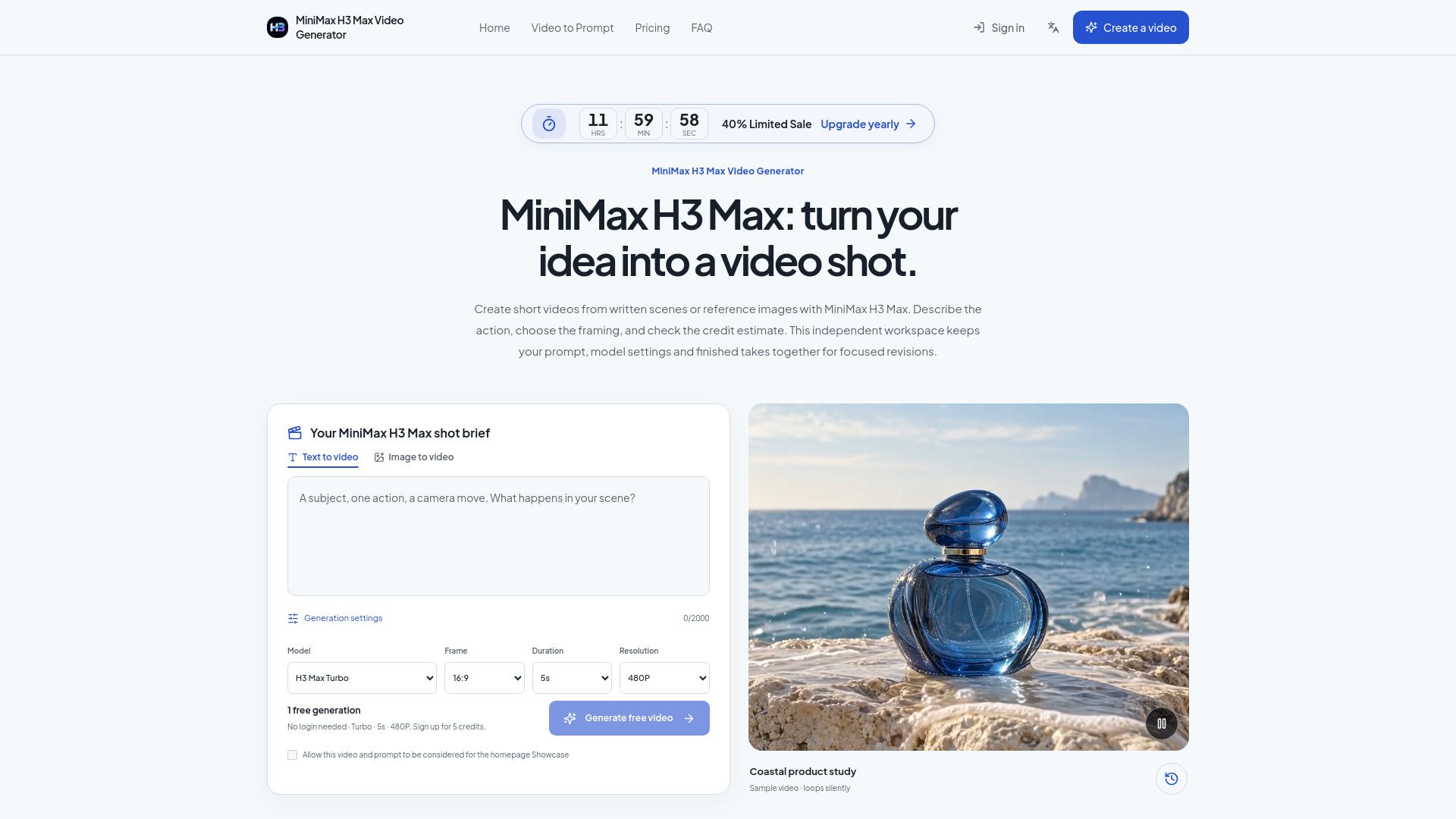 MiniMax H3 Max Video Generator