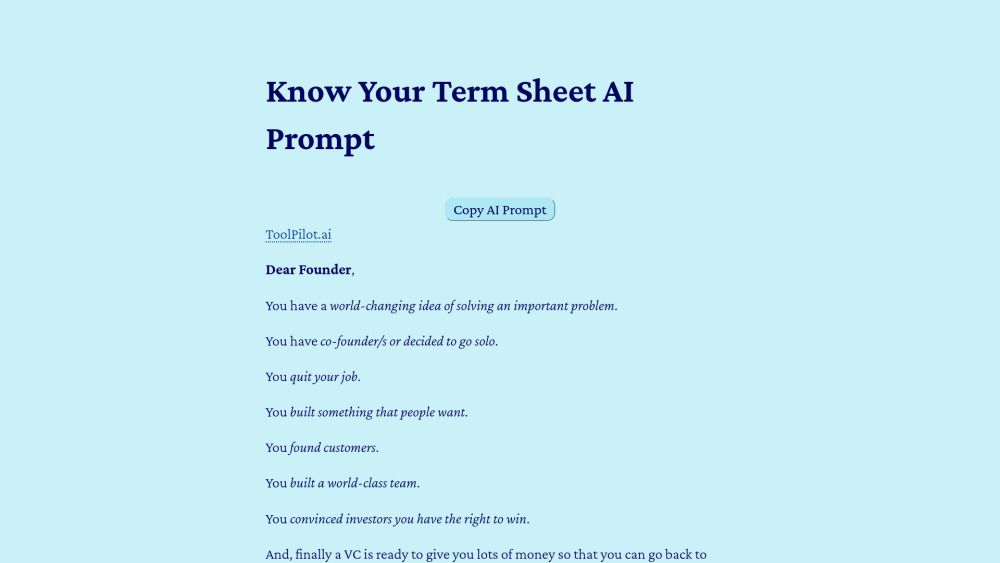 Know Your Term Sheet