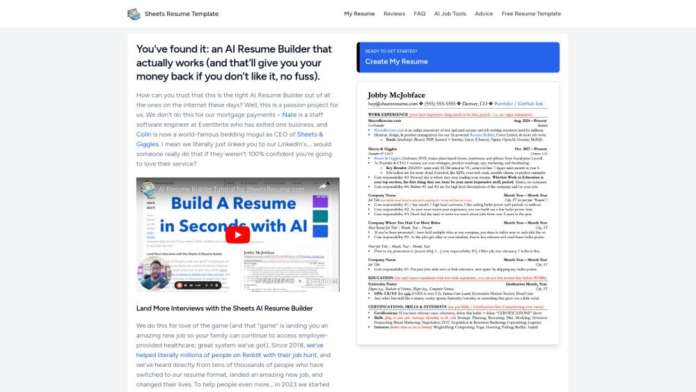 Sheets AI Resume Builder