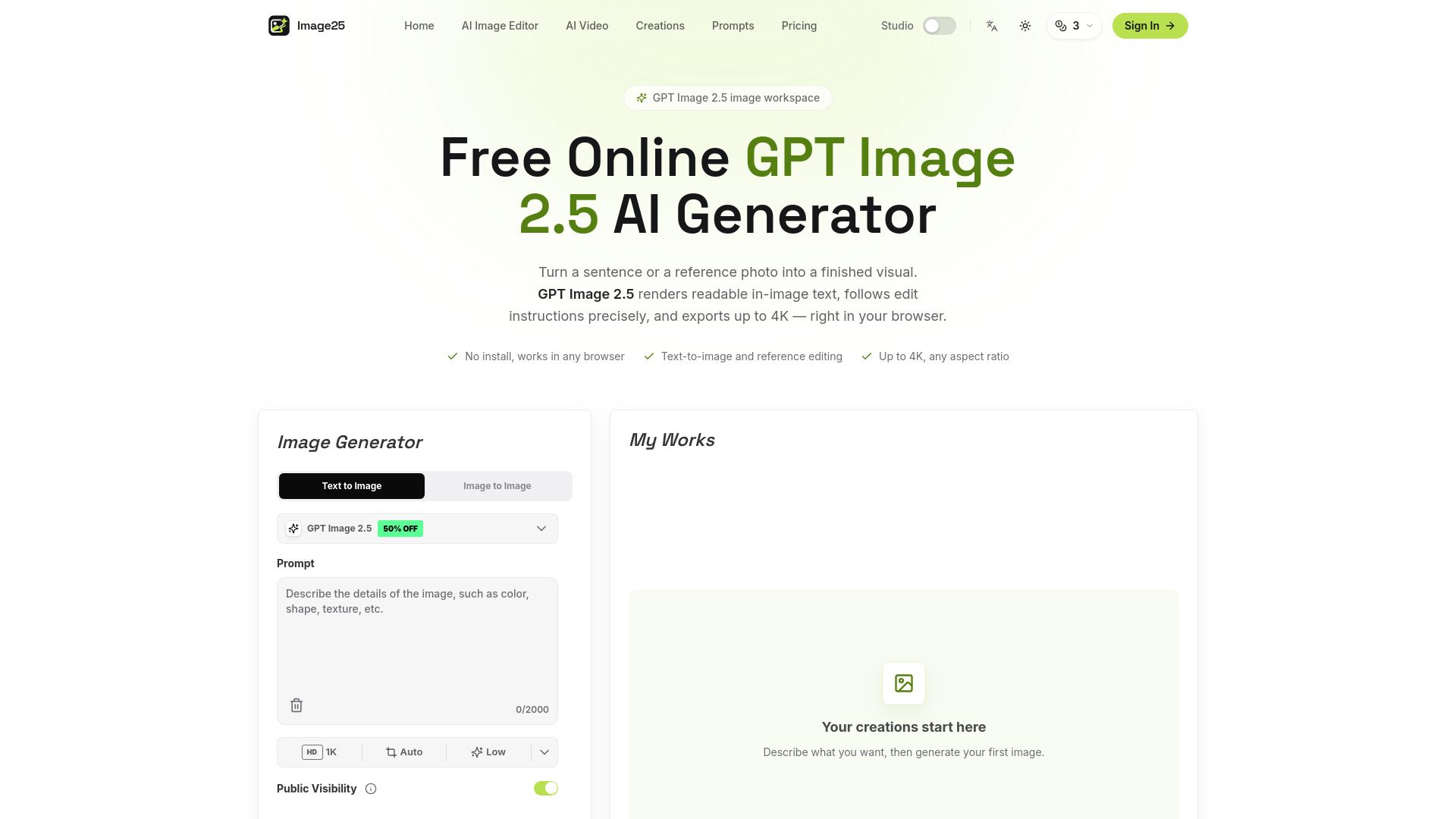 Free GPT Image 2.5 Generator Online