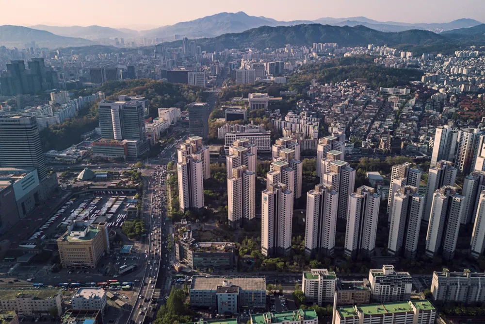 Seoul cityscape from up above