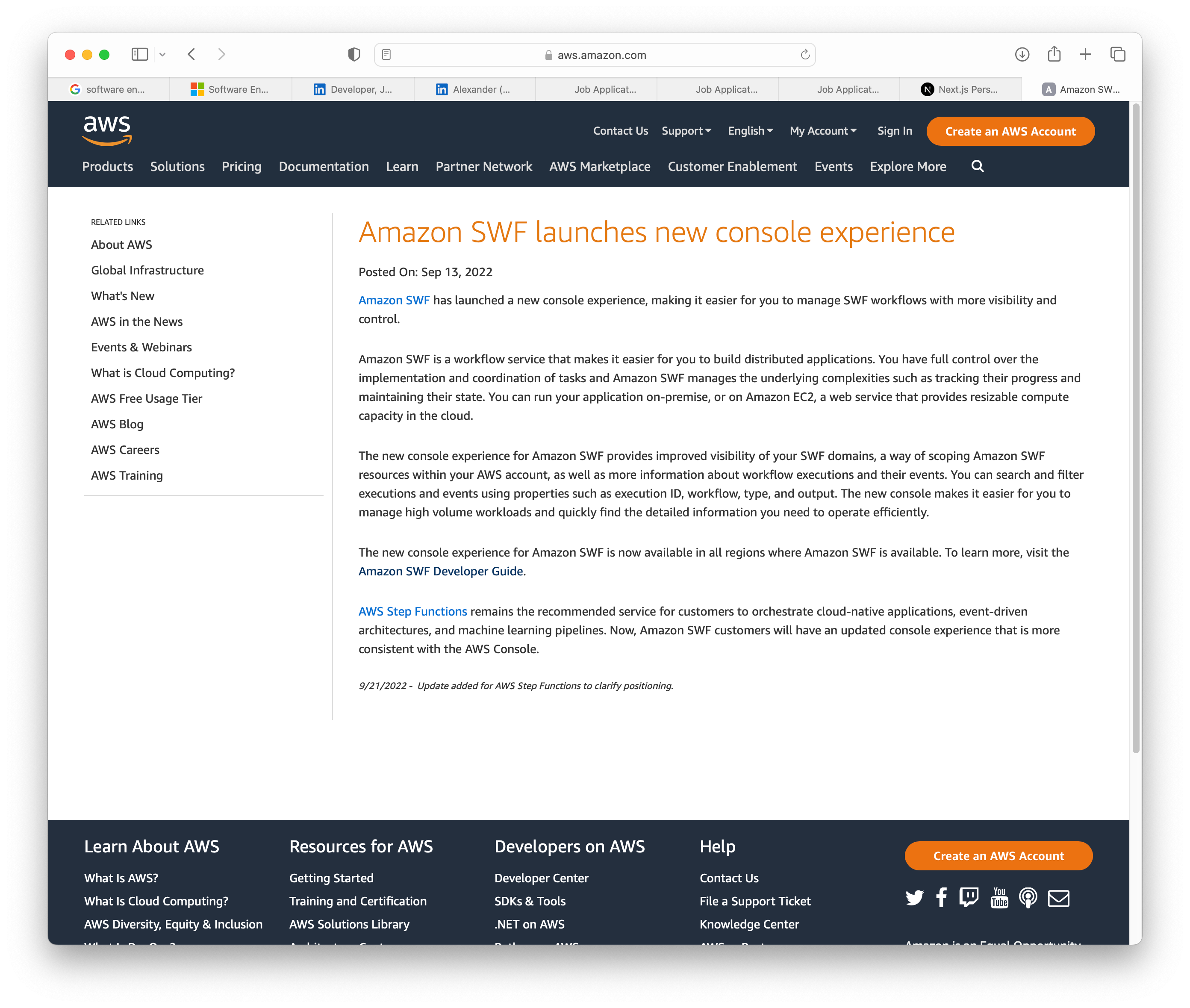 AWS Simple Workflow Console @ Amazon | Alexander Aleshchenko