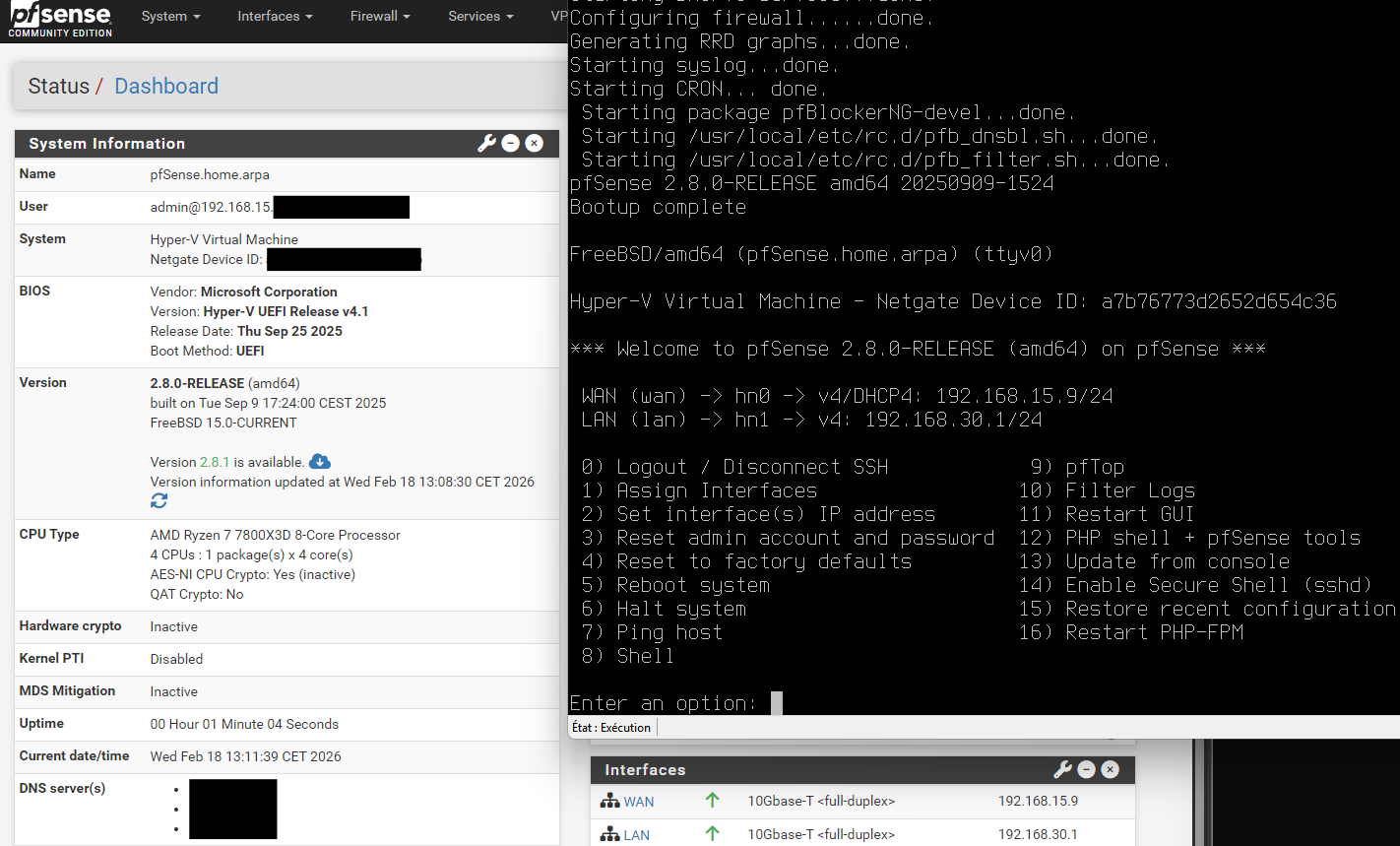 Installation PfSense