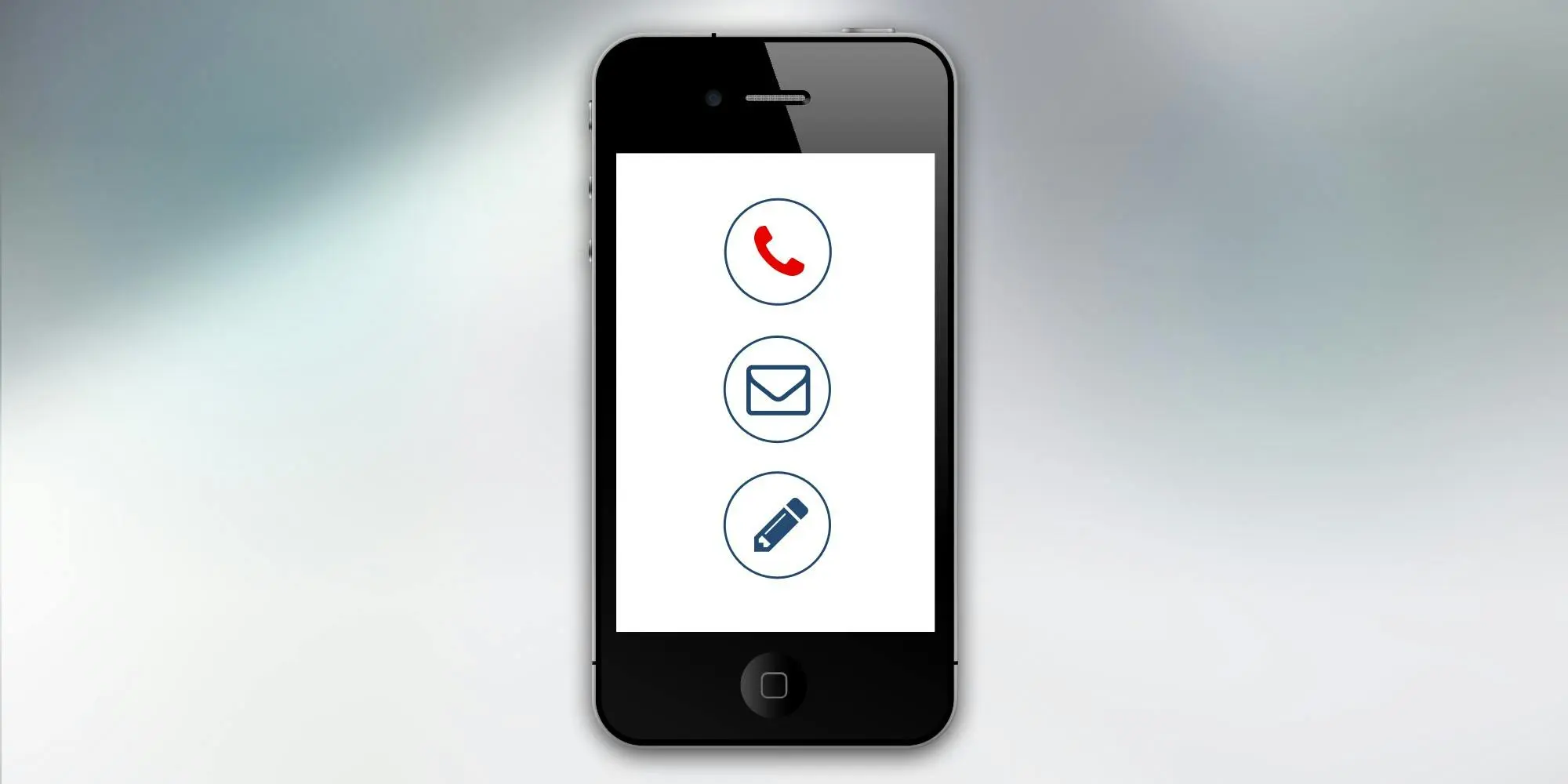 Phone picture with call, email and edit icons