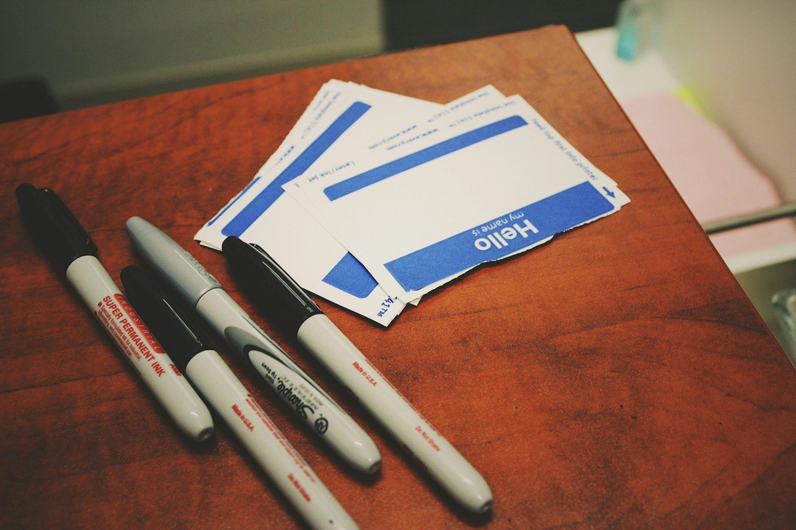 Sharpies and name tags