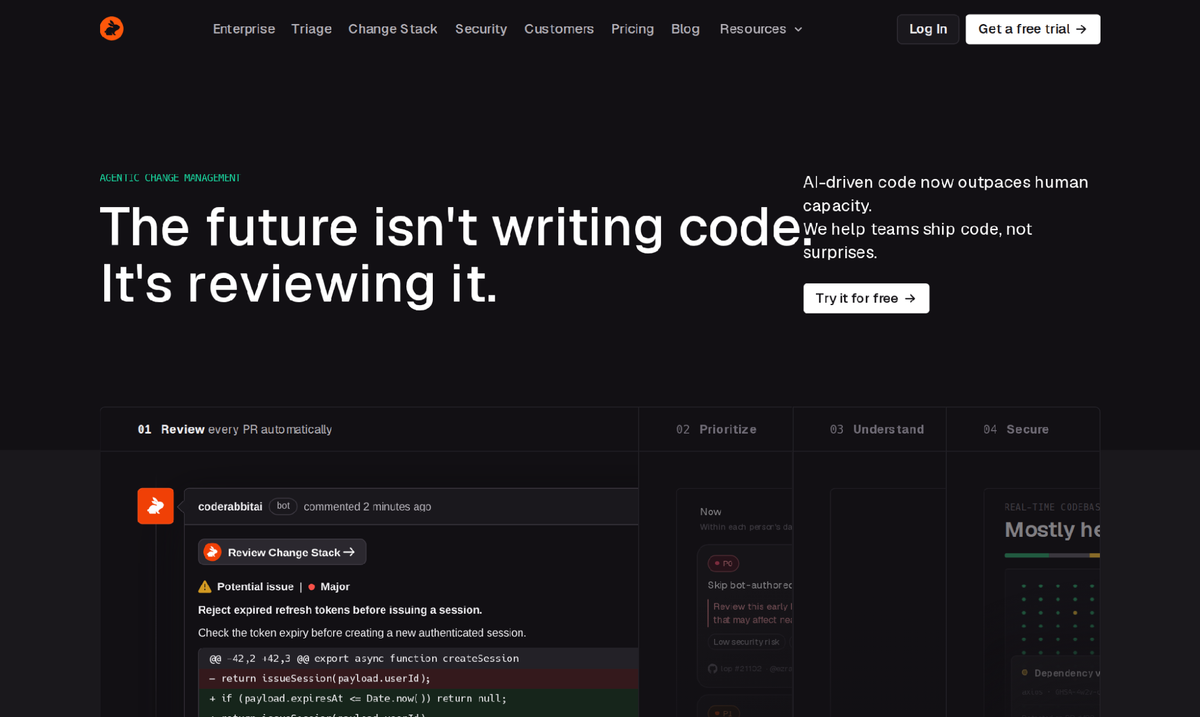 CodeRabbit reviewing pull requests across GitHub, GitLab, Bitbucket, and Azure DevOps