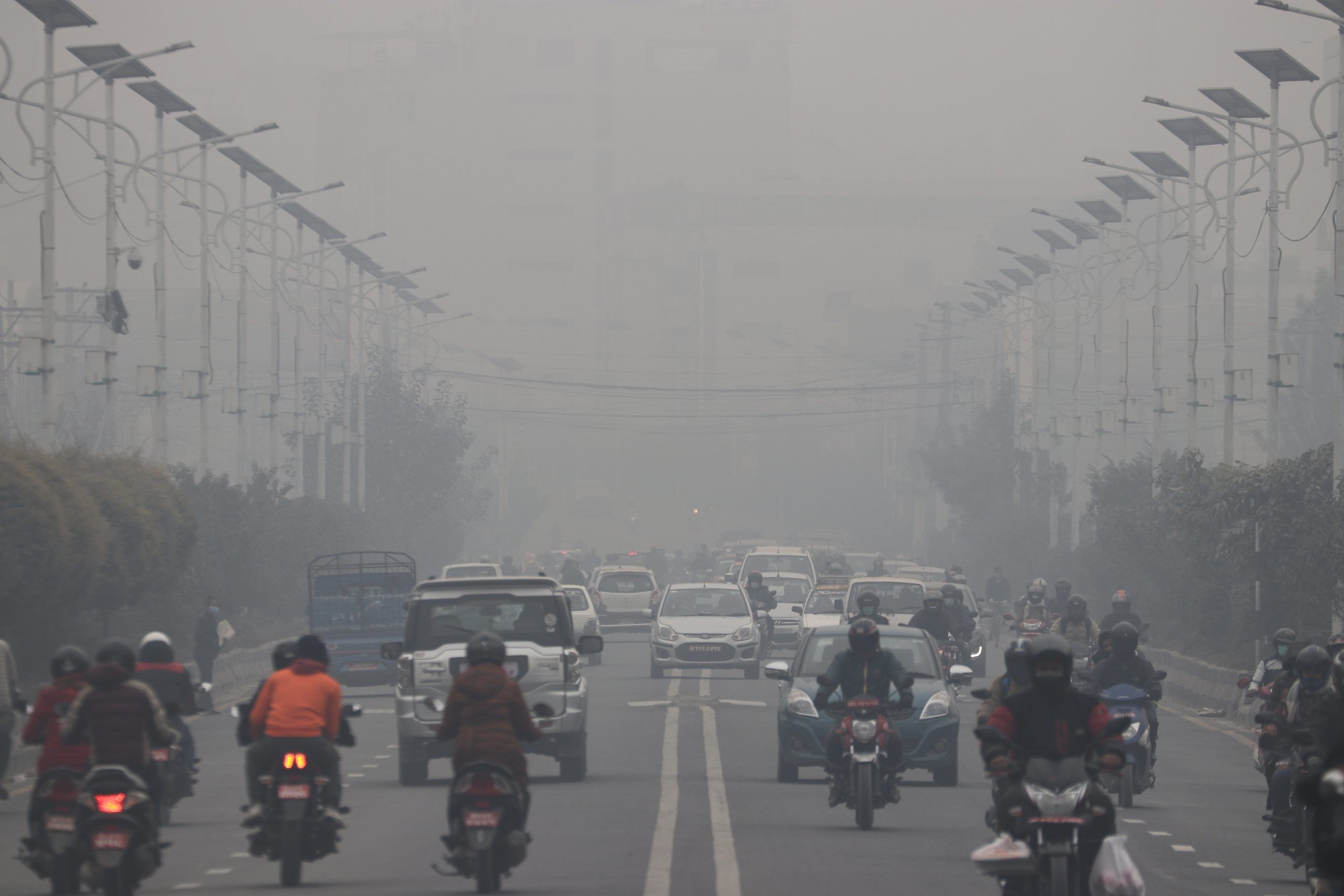 Air pollution haze across Kathmandu Valley