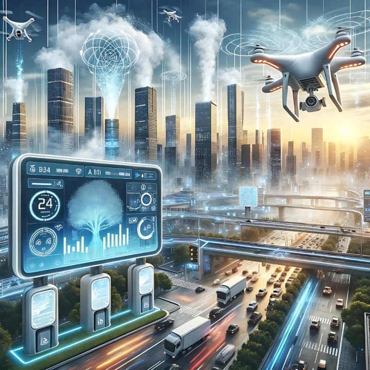 Connected air-quality monitoring technology in a modern city