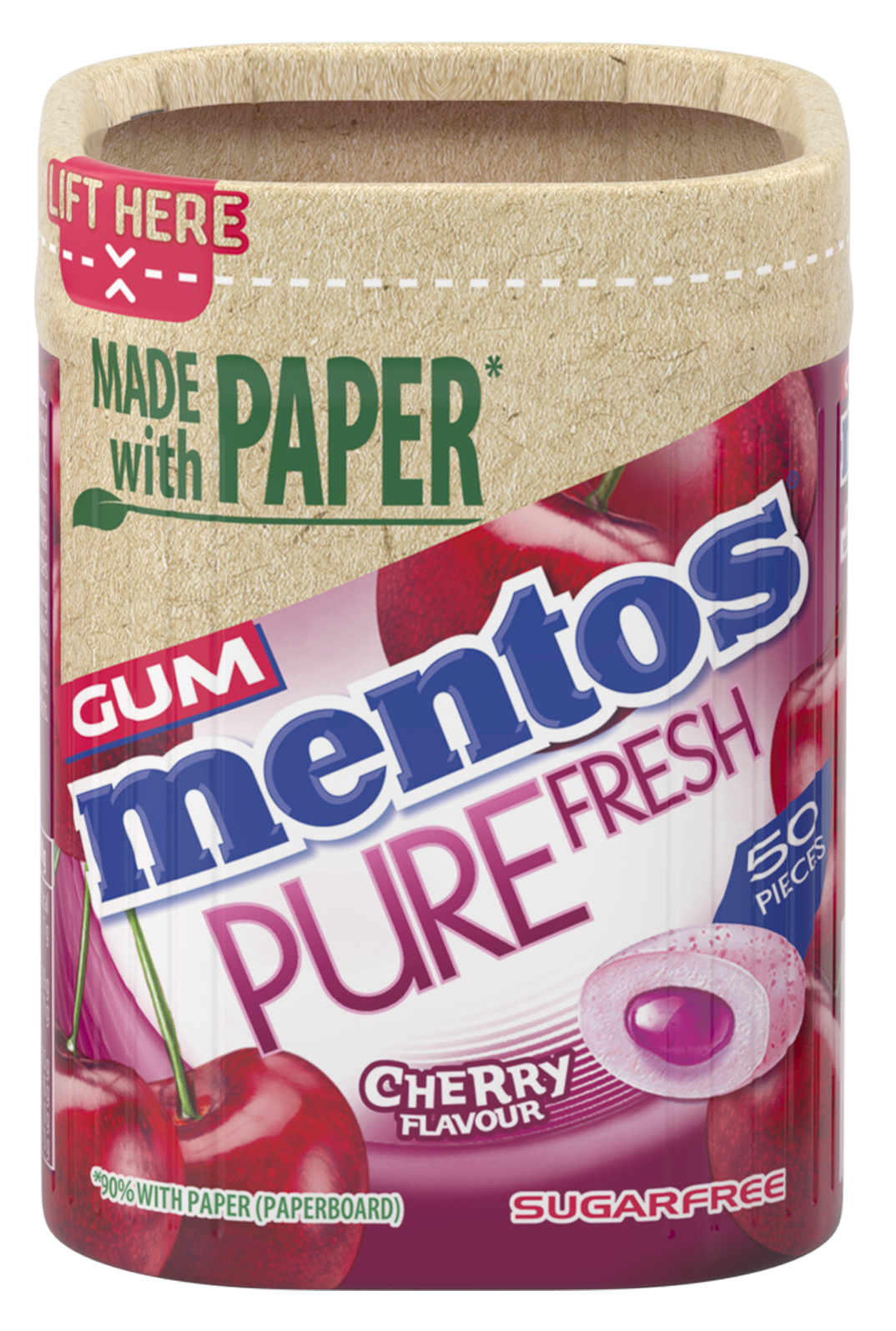 Mentos Gum Pure Fresh Paperboard Cherry