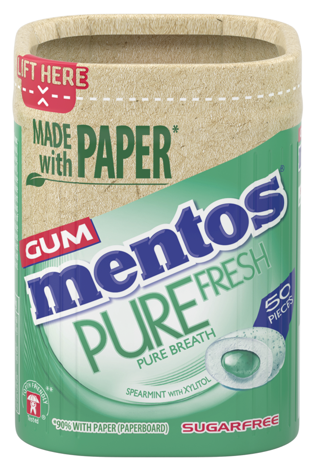 Mentos Gum Pure Fresh Paperboard Spearmint