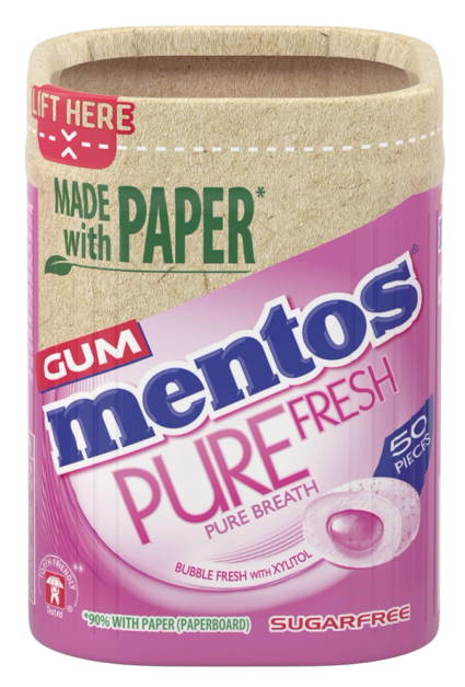 Mentos Gum Pure Fresh Paperboard Bubble Fresh