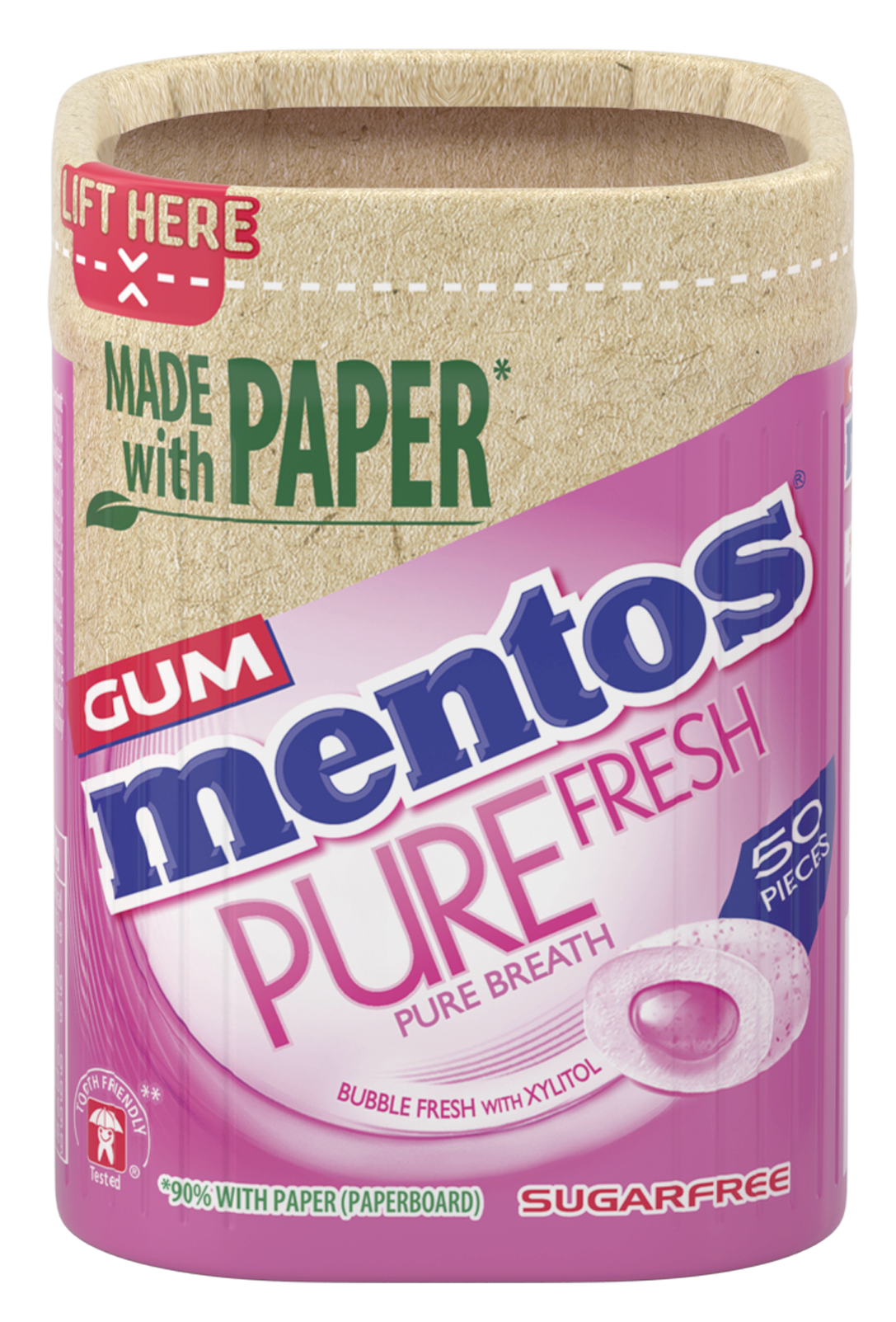 Mentos Gum Pure Fresh Paperboard Bubble Fresh