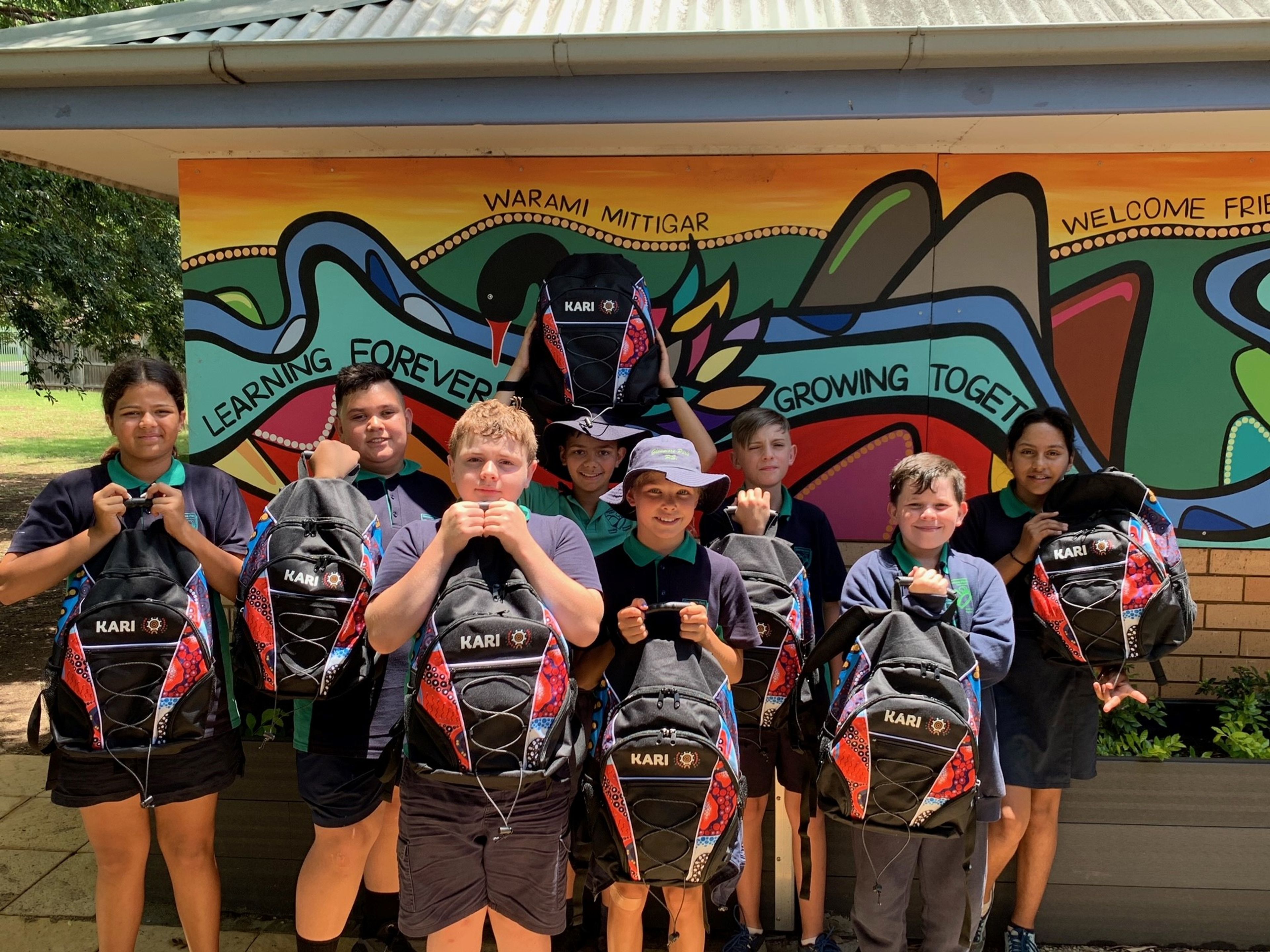 School kids with KARI Back to School Packs