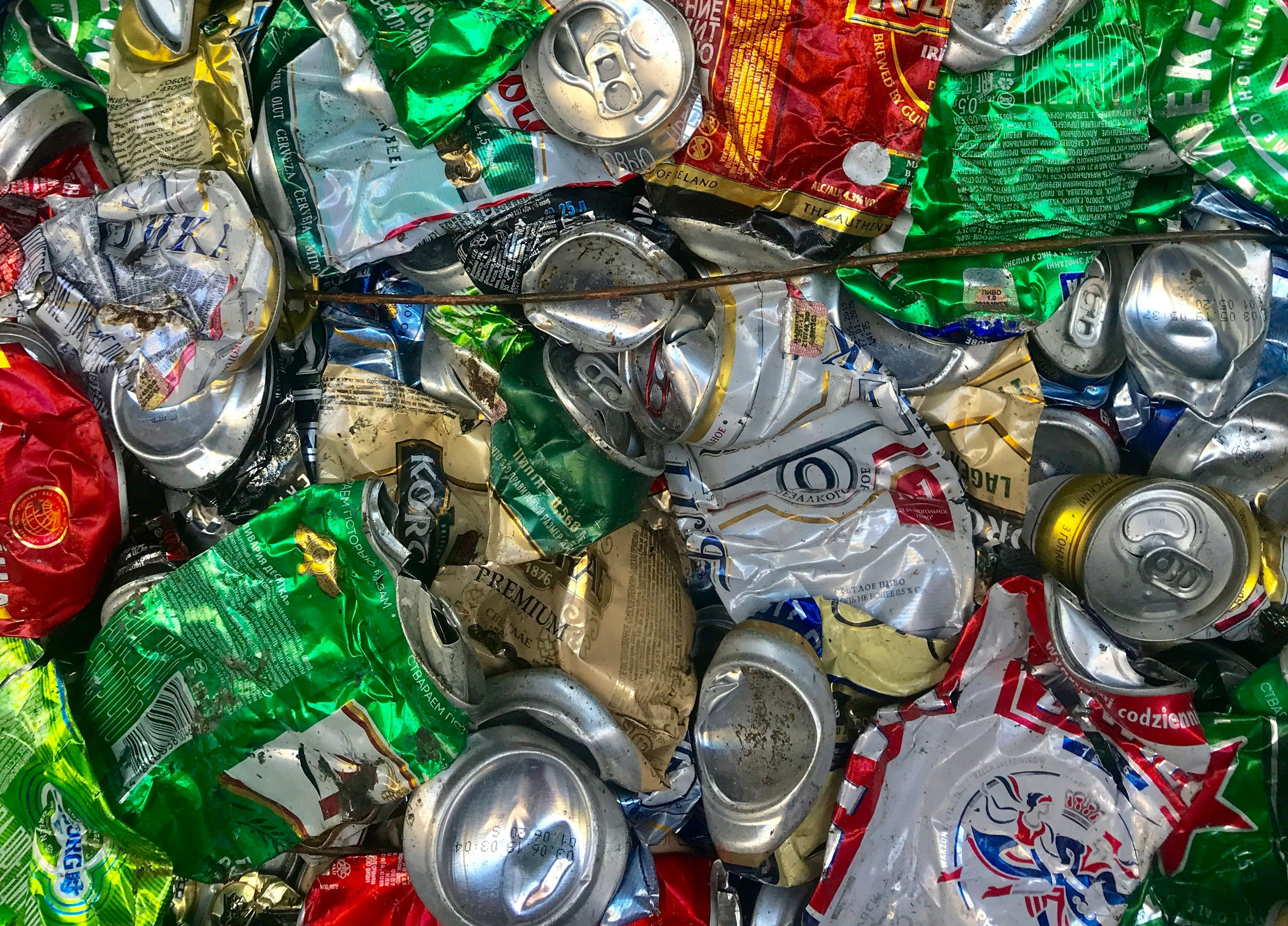 Crushed aluminum cans