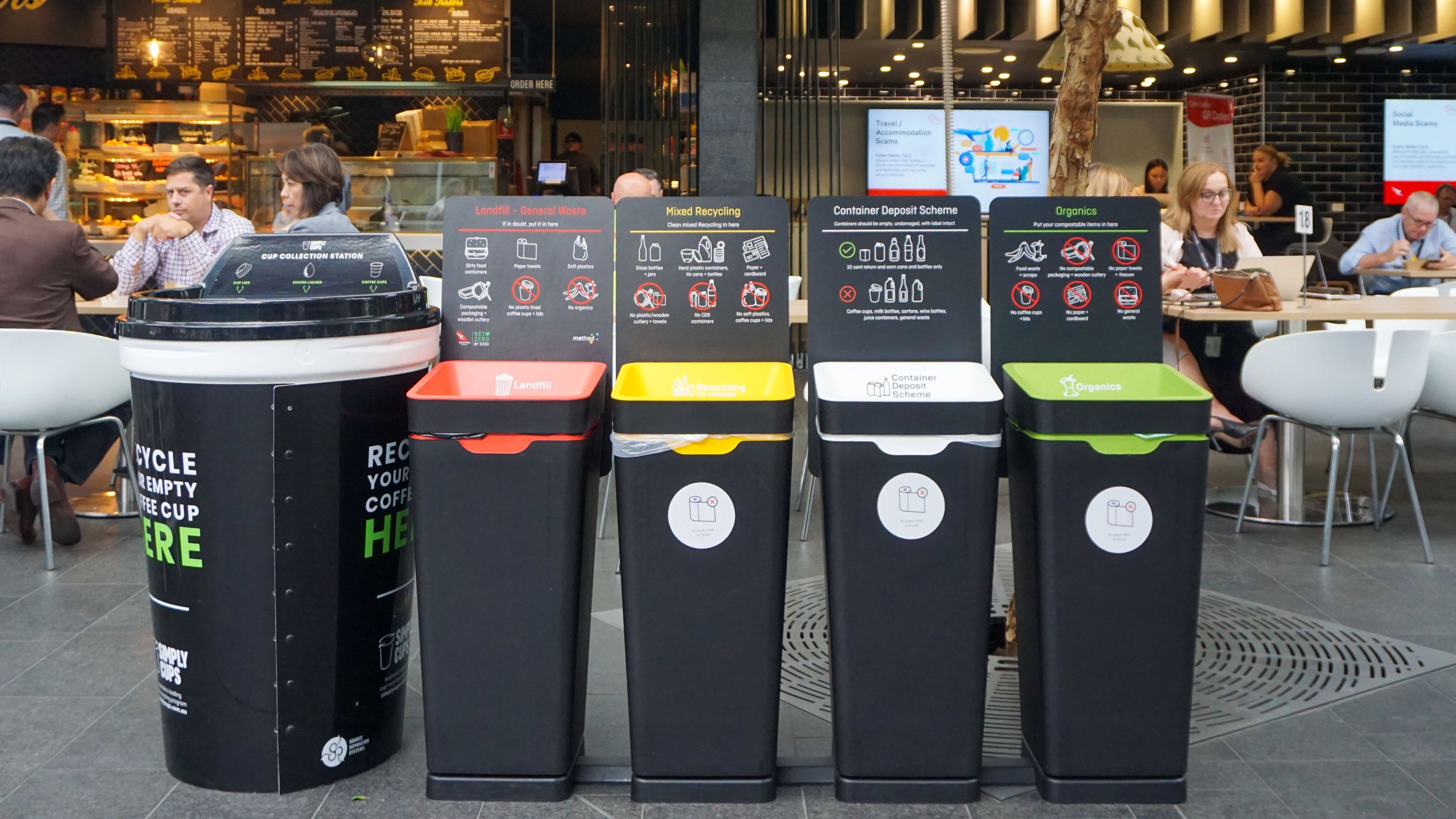 Bins with different waste streams 