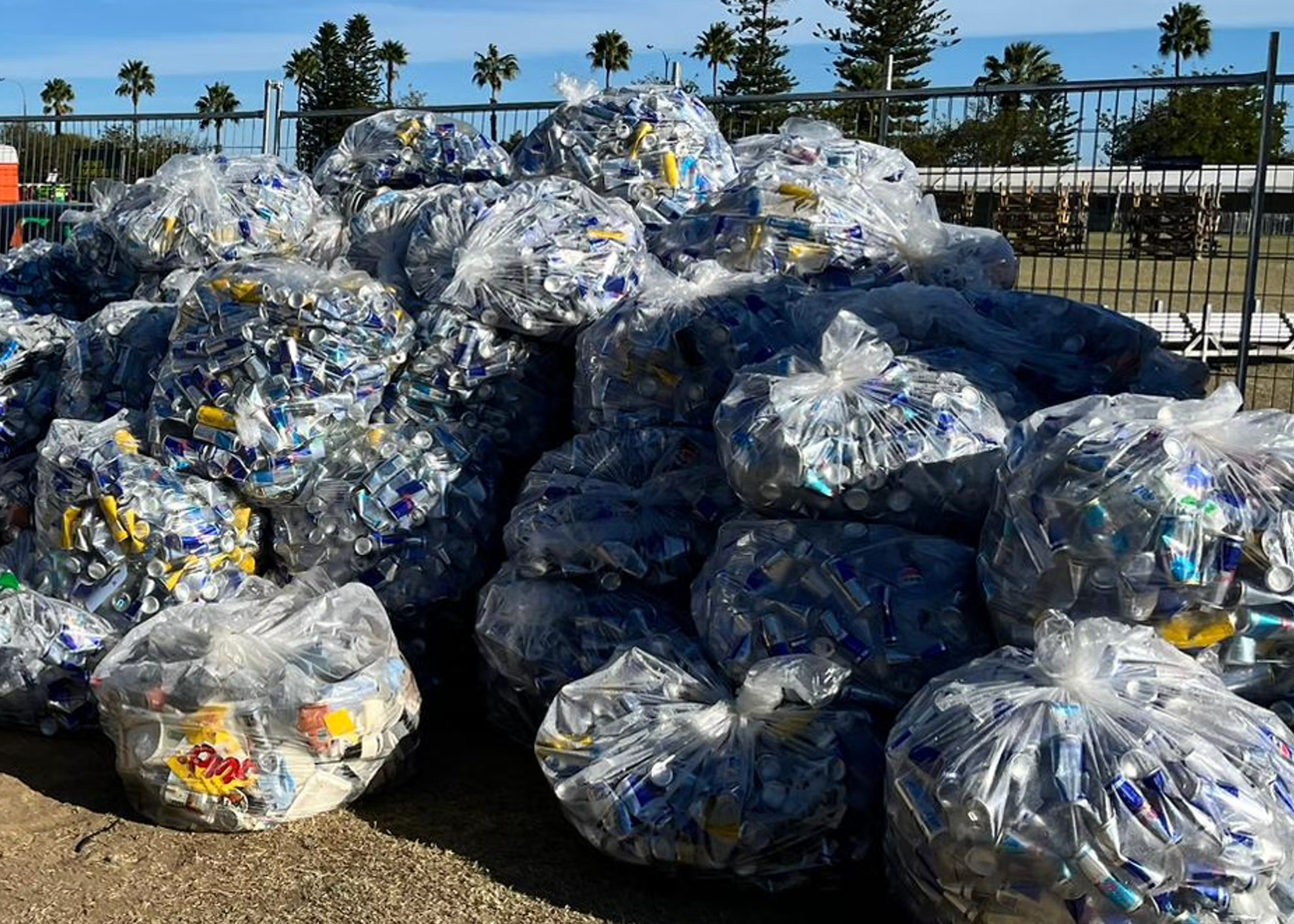 Bags full of empty aluminium cans