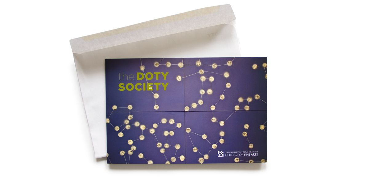 Brochure titled “the DOTY SOCIETY” partially pulled from an envelope