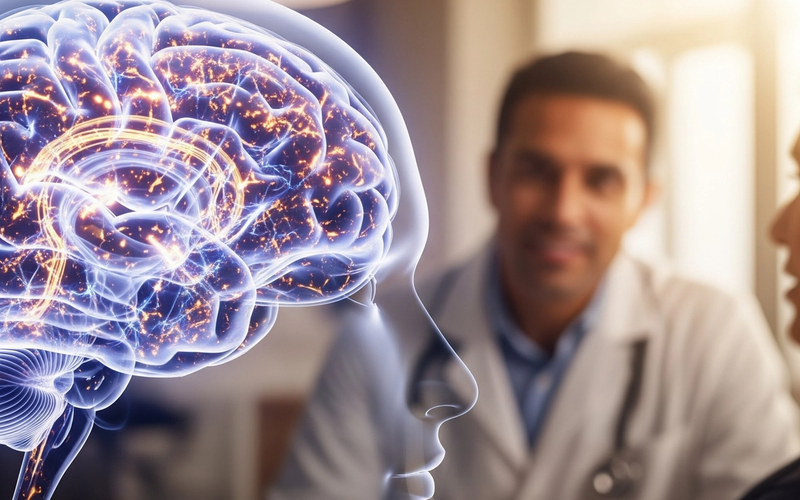 Gráfico médico que ilustra la obesidad como una enfermedad compleja, mostrando la conexión entre el tejido adiposo, las hormonas y el cerebro.