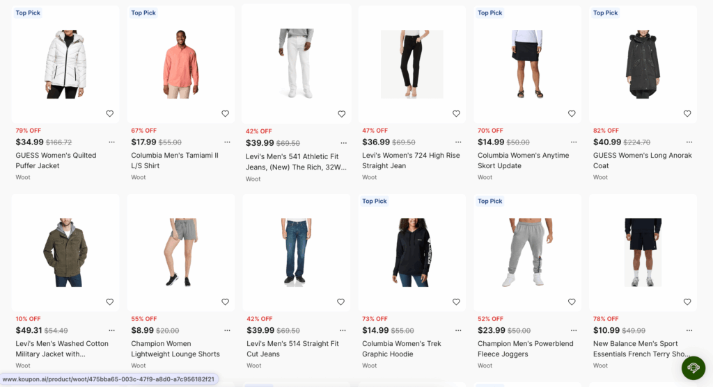 Clothing top brand deals on Koupon