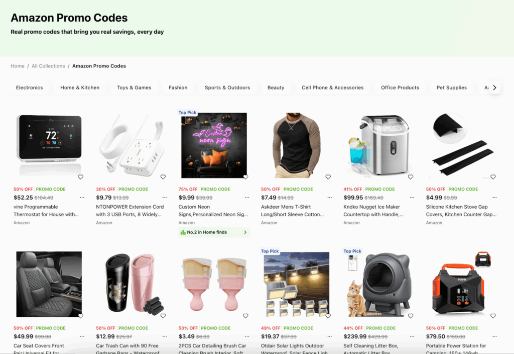 Most up-to-date hidden Amazon promo code aggregation on Koupon.ai