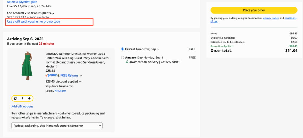 Users can copy and clip the Amazon promo code during checkout