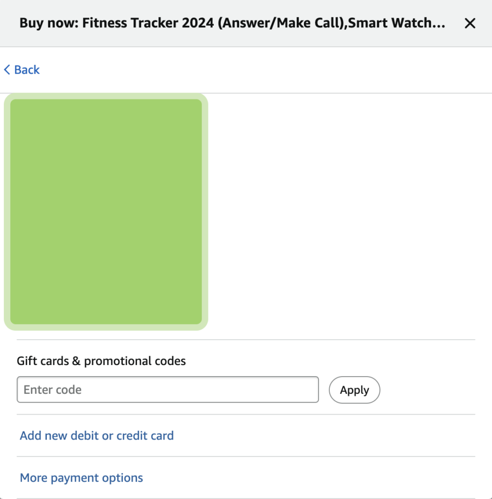 Enter gift card or promotional code field in checkout modal