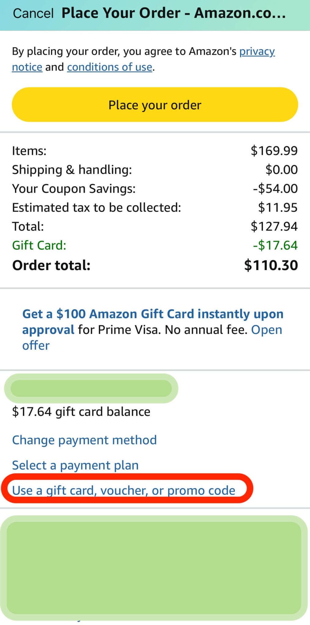 Use promo code Amazon iOS app