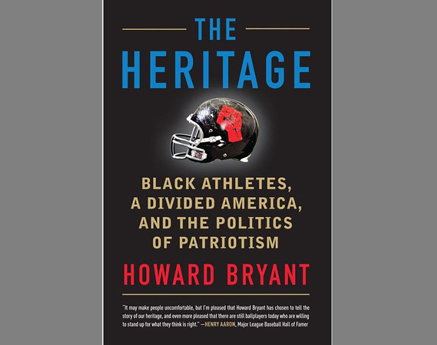 Book title in red, gold, and blue with a football helmet in between the text