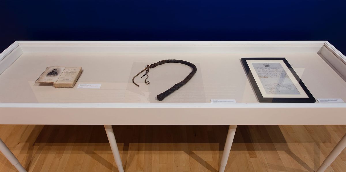 A book, a broken whip, and an official document