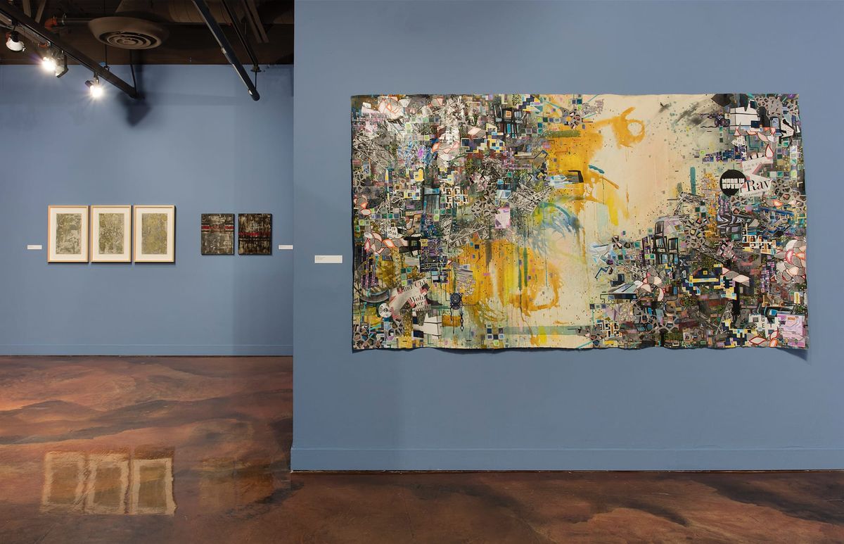 Exhibition view of multiple works