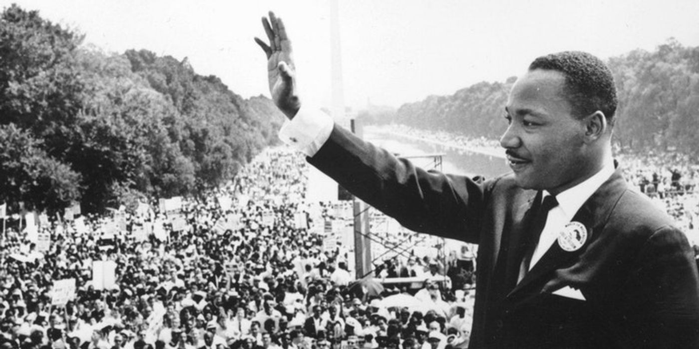 Martin Luther King Jr. waves to crowd after “I Have a Dream” speech on, August 28, 1963